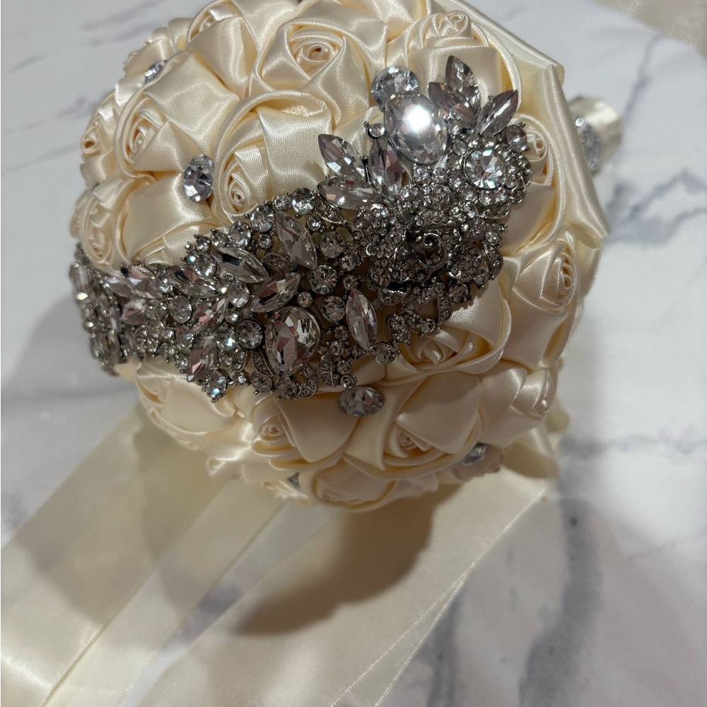 Elegant ivory colored satin bouquet